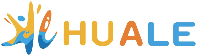 Colorful logo for Huale with stylized letters and shapes in blue, orange, and yellow.