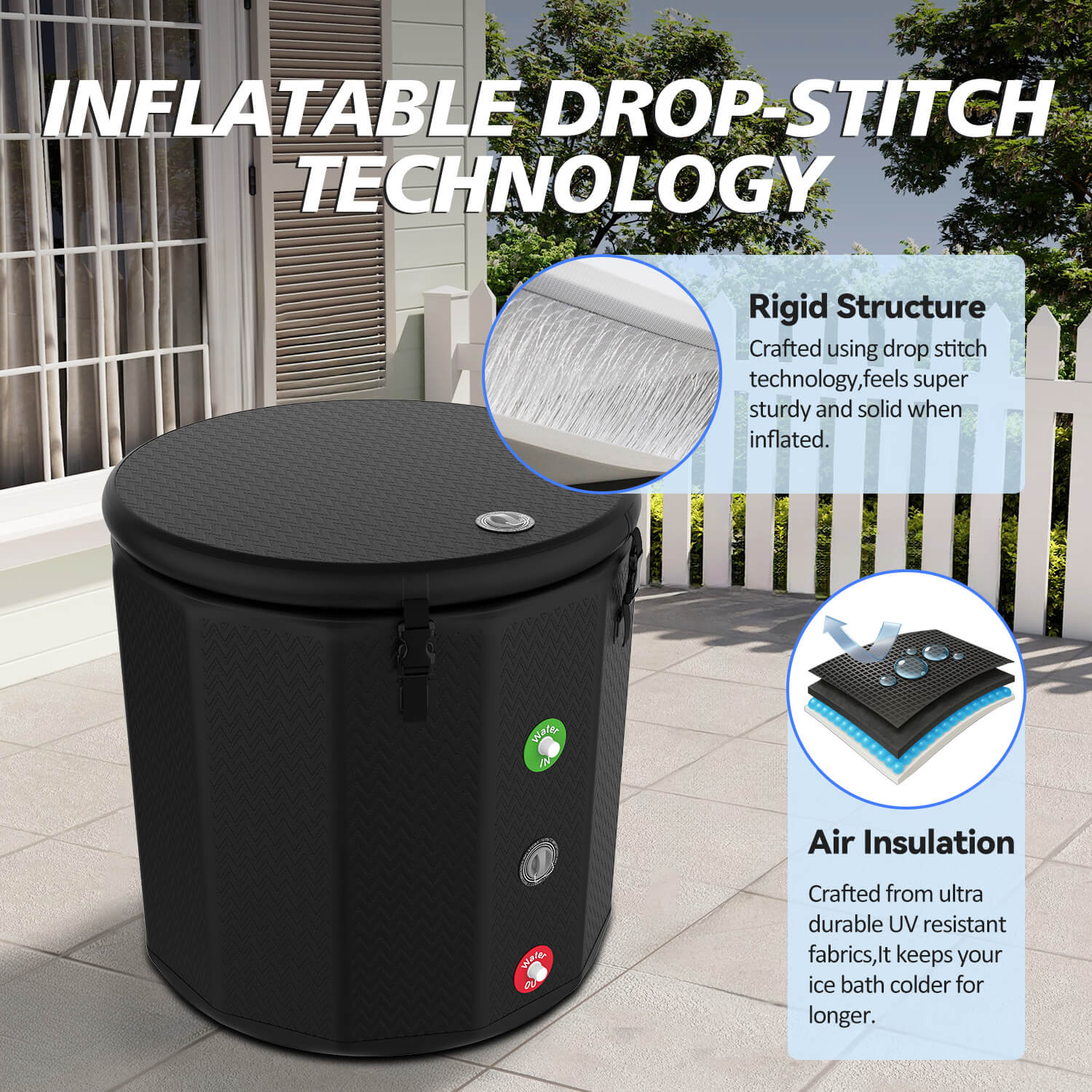 round type customized size and logo ice bath tub with lid