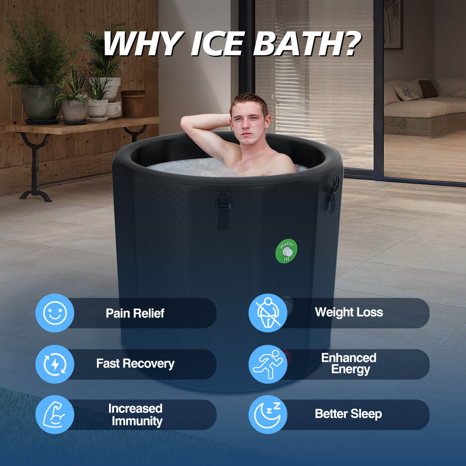 round type customized size and logo ice bath tub with lid