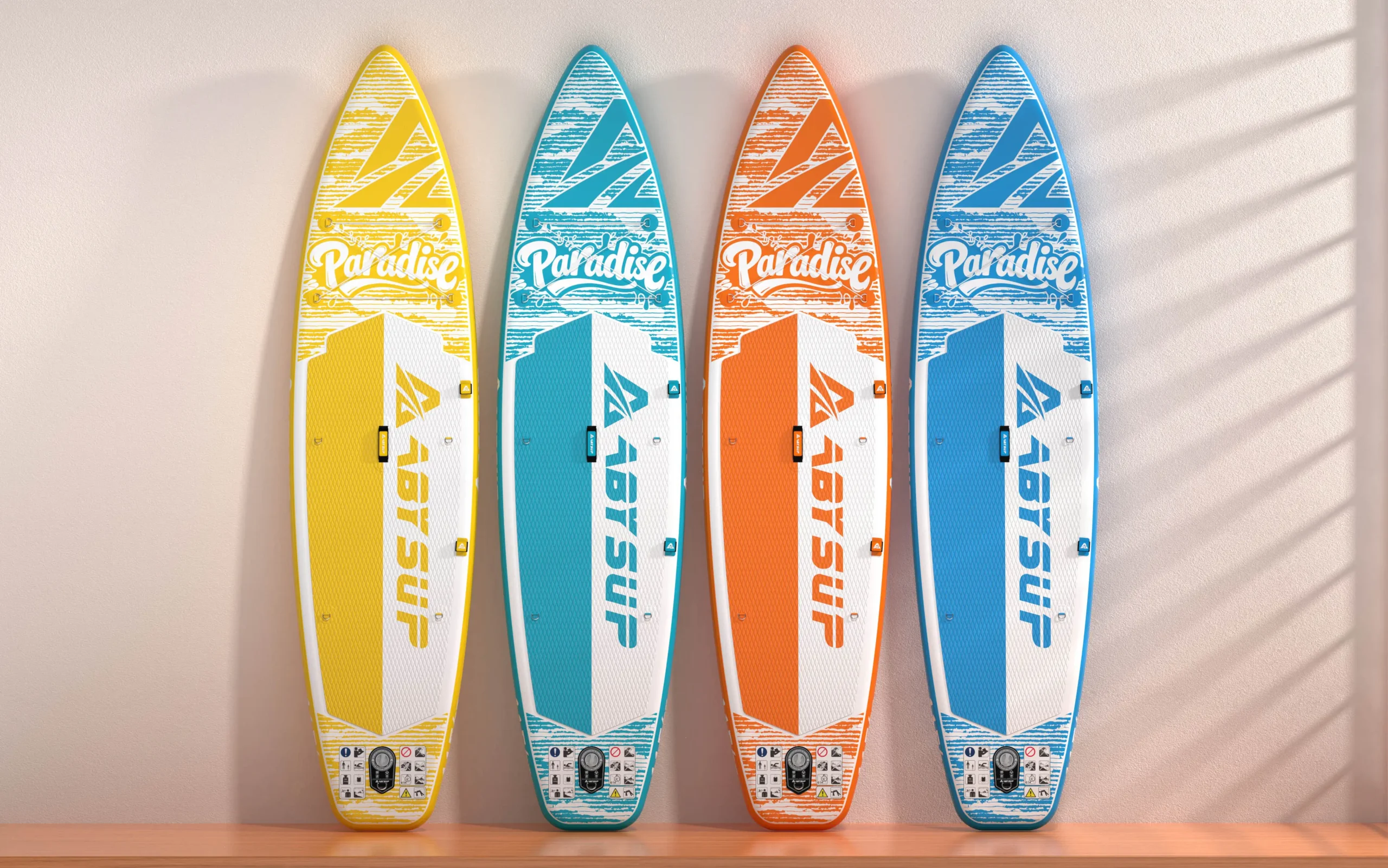 3D rendering of custom inflatable paddle board designs