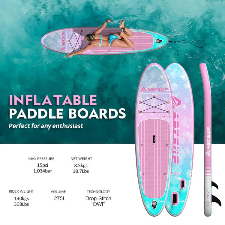 Retail ready pink 10 foot 6 inch all-round inflatable SUP