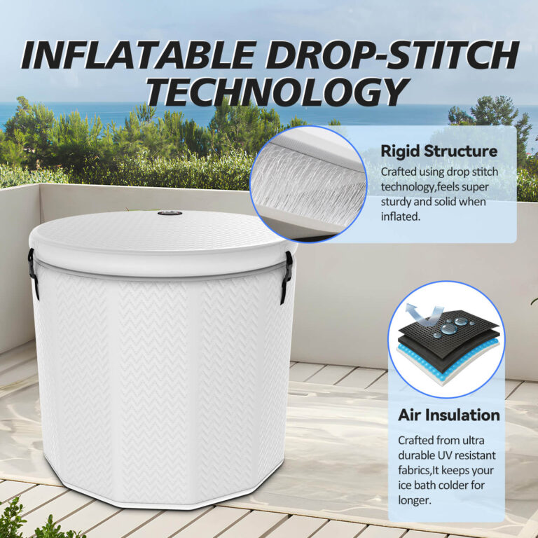 inflatable ice bath tub for muscle recovery & cold therapy – durable drop stitch fabric, full body soak