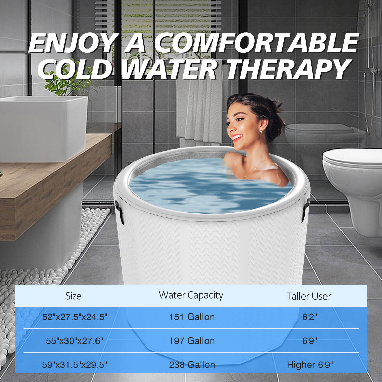 inflatable ice bath tub for muscle recovery & cold therapy &ndash; durable drop stitch fabric, full body soak