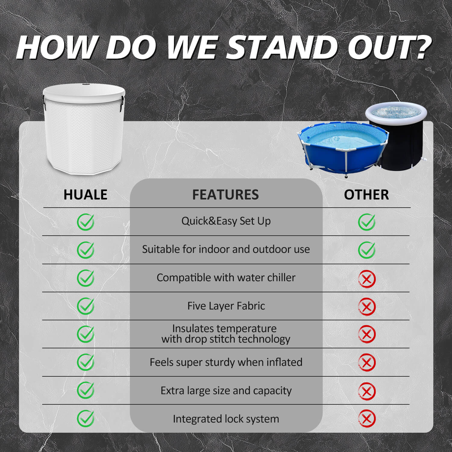 inflatable ice bath tub for muscle recovery & cold therapy &ndash; durable drop stitch fabric, full body soak