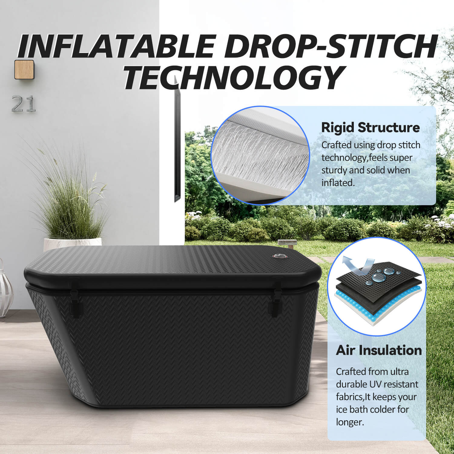 black cold plunge tub | custom inflatable ice bath