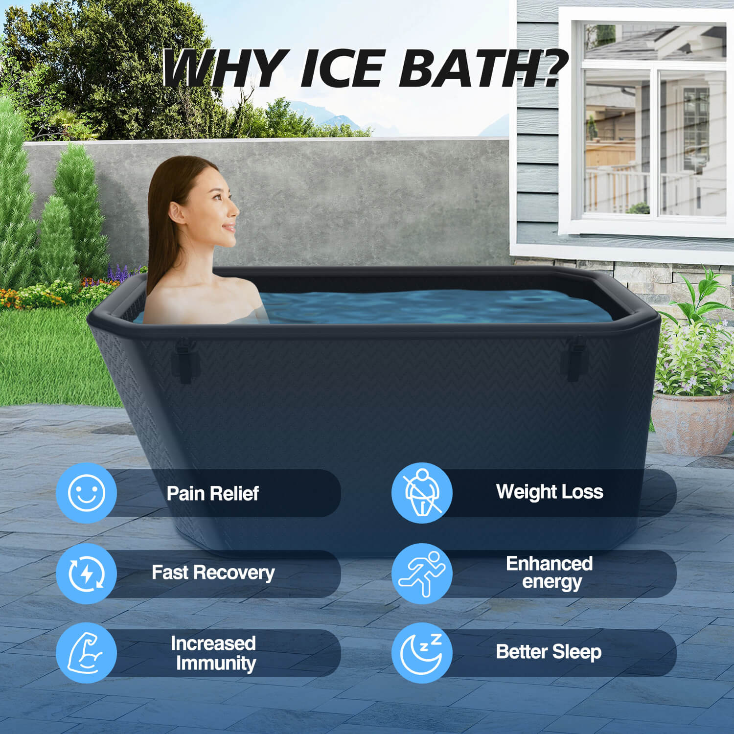 black portable cold plunge tub custom inflatable ice bath