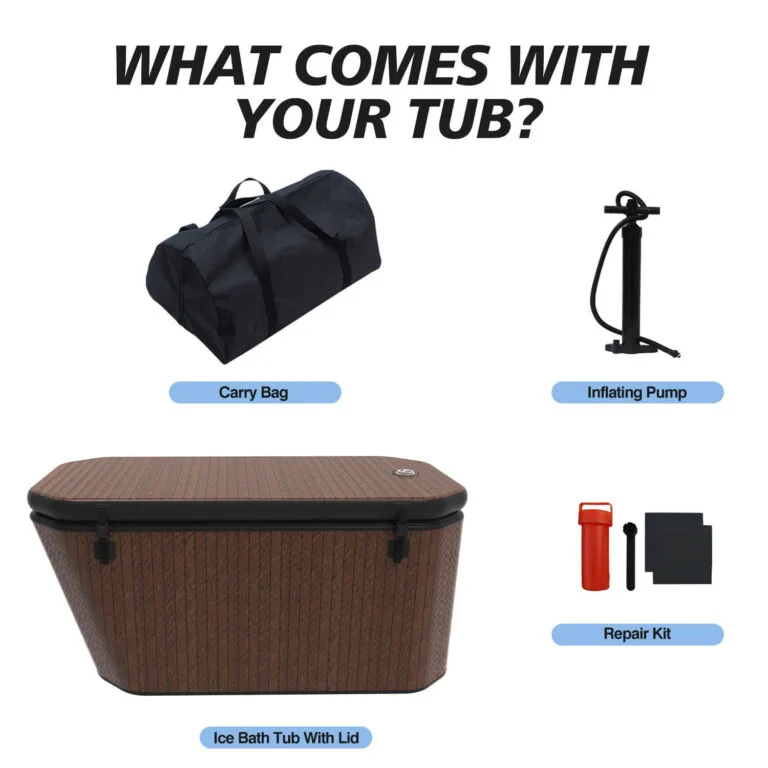 baignoire à immersion froide sur mesure, ergonomique et inclinée, en bois imitation bois