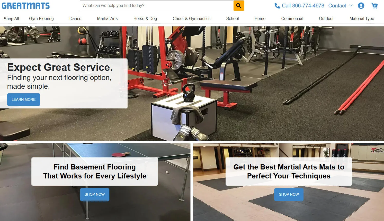 Various gym flooring options showcased including rubber tiles, martial arts mats, and workout equipment in a gym setting.