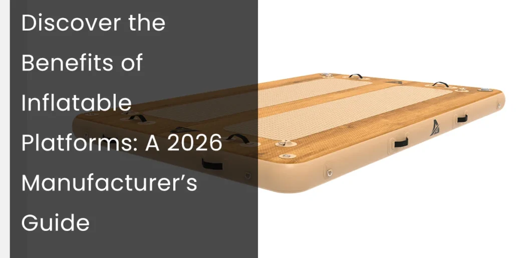 Inflatable platform with handles and mat surface featured in a 2026 manufacturer's guide.