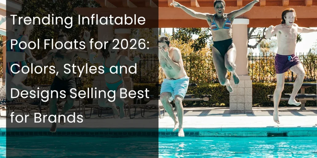Four people jumping into a swimming pool, enjoying a sunny day, with trees and a pergola in the background.
